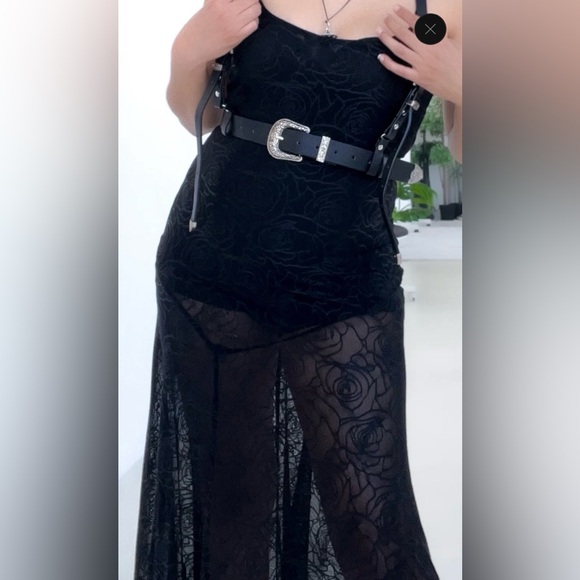 Tropic Corpse Shop Baby Rose Sheer Black Maxi Dress - Picture 3 of 9